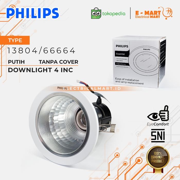 Philips Downlight 66664 4 inch Putih 4 RECESSED Rumah Lampu White