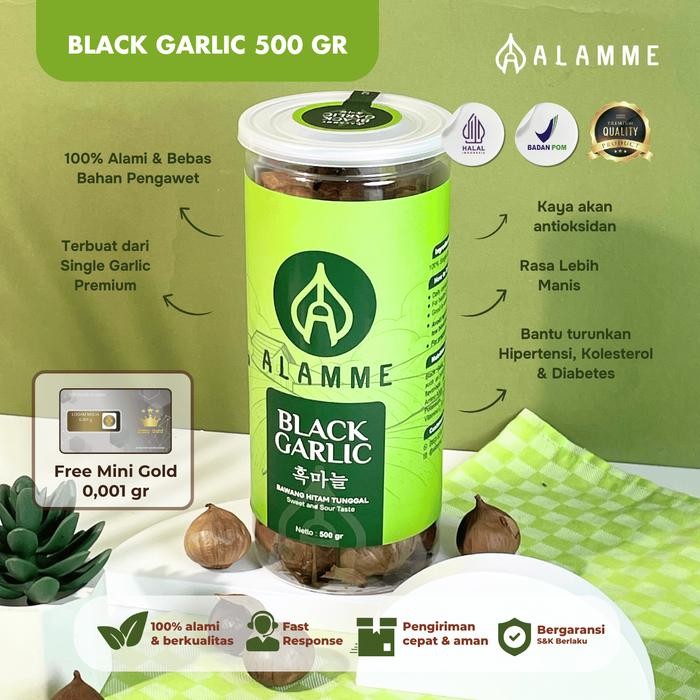 

ASLI Black Garlic Bawang Hitam Tunggal Lanang Jumbo Premium Alamme 500 Gram READY STOCK