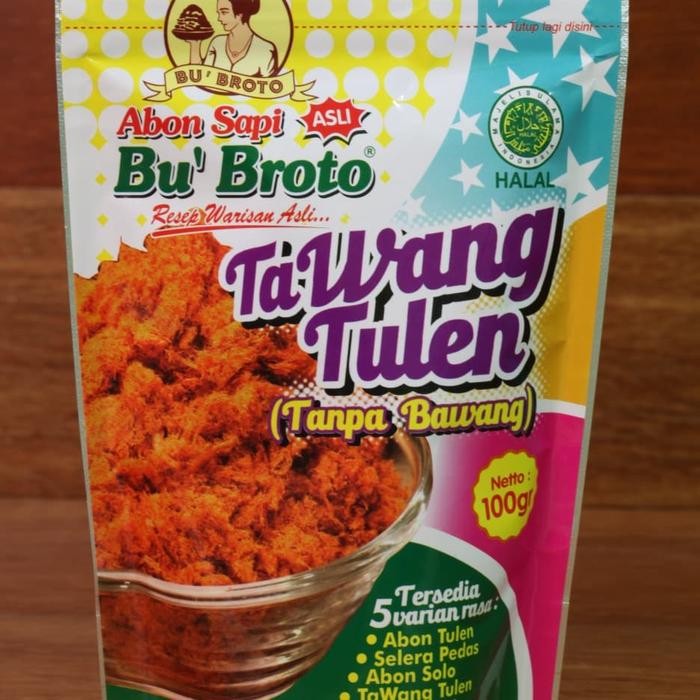 

Pilihan- Abon Sapi Bu Broto Tawang Tulen 100 Gr Kemasan Standing Pouch Renyah