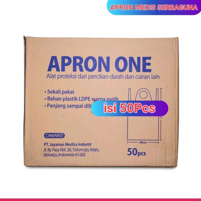 Promo Apron Medis Plastik Onemed Box Isi 50Pcs Apron Medis Serbaguna Celemek Medis Plastik