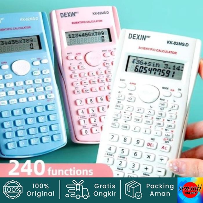 

DEXIN Kalkulator Scientific KK-82MSD 240 Fungsi Layar LCD Besar 10+2 Digit Original 100% dengan 5