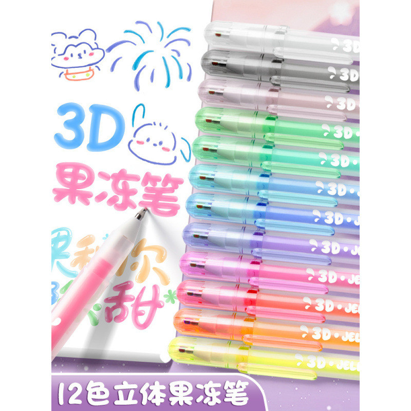 

Pulpen Jelly 3D Warna-Warni - Pulpen Highlighter Spidol untuk Tugas Sekolah & Notes - Set 8/12/18 Warna - Tinta Cepat Kering |LDEMDMJ3|