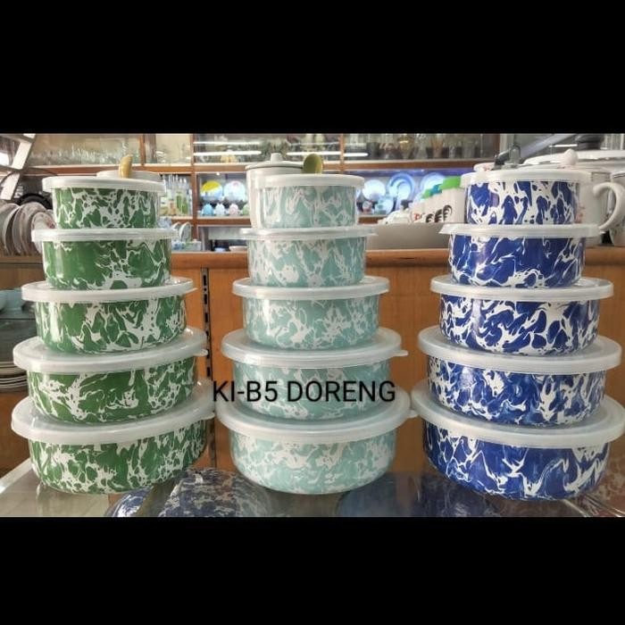 Rantang Susun Enamel Lurik/ Rantang Susun 5In1/ Rantang Susun Sayur