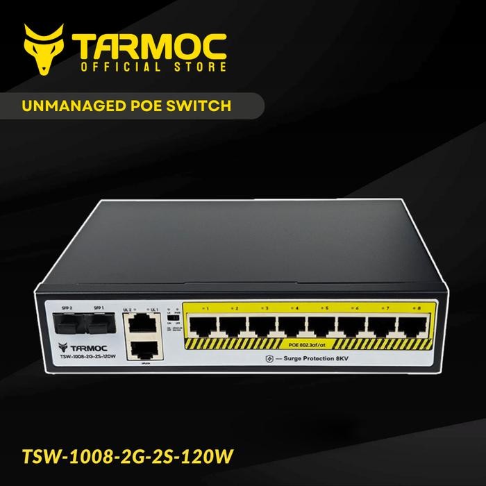 Tarmoc TSW-1008-2G-2S-120W 8 Port Gigabit POE 802.3af/at POE Switch 120W