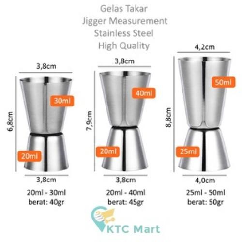 KTCmart - Jigger Stainless Steel Gelas Ukur Minuman Measure Cup Takaran Sirup Gelas Takar Minuman