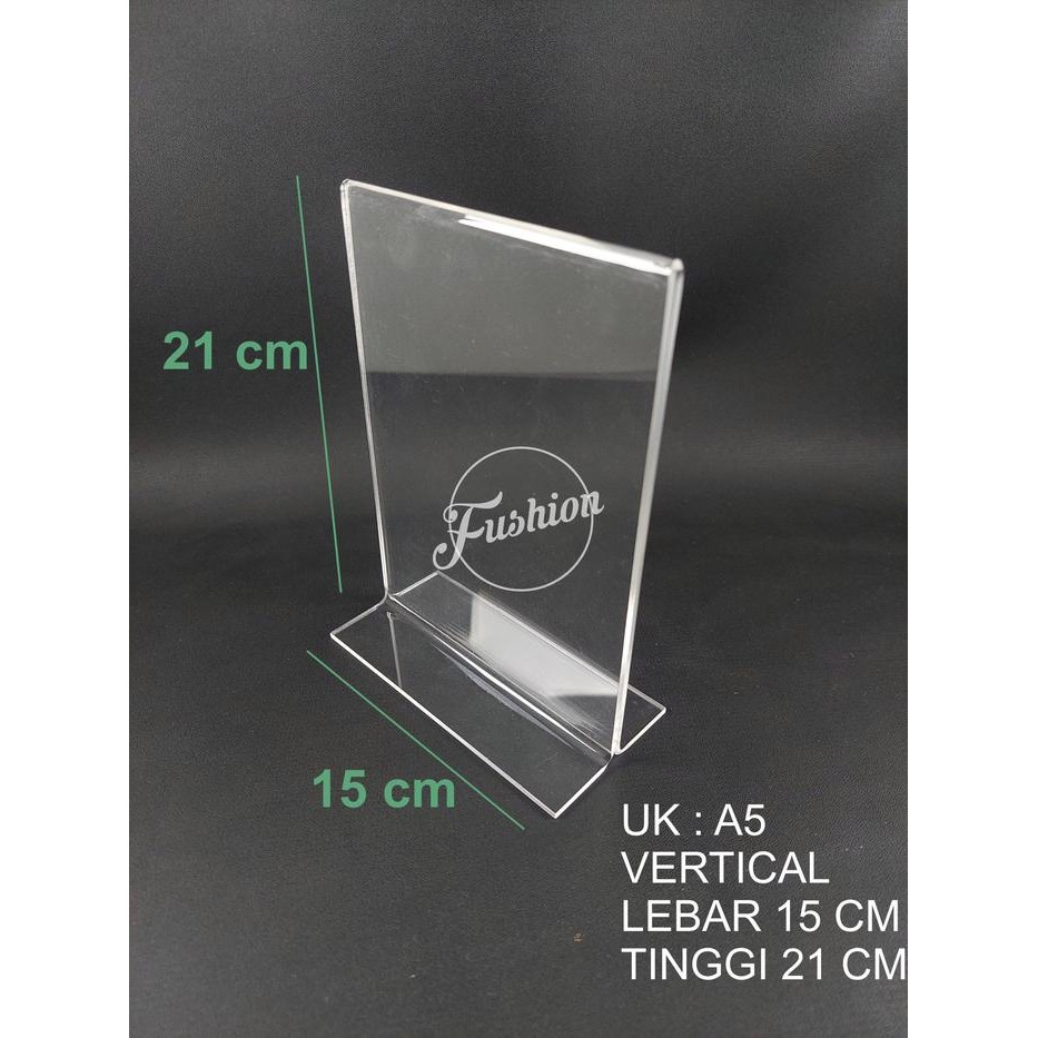 

OJ Akrilik Tempat Brosur A5 / Acrylic Tent card Holder Stand / Qris Stand / Tempat Kertas A5 model T