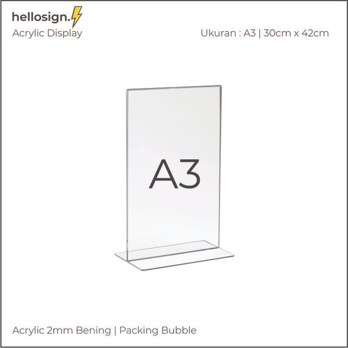 

OJ Akrilik Display A3 Tempat Brosur A3 Acrylic Tent CardHolder Type T