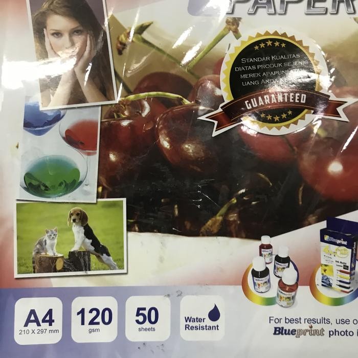 

Glossy Photo Paper BluePrint A4 120Gsm 50Sheets Kertas Foto Putih Mengkilap Blue Print 50 Lbr