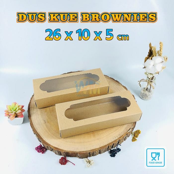 (isi 50pcs) Dus Box Brownies 26x10x5 / Kotak Kue Cake / Kardus Bolen / Box Donat isi 3 / Dus Kue