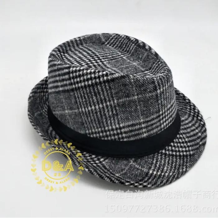 Topi fedora wol pria wanita topi import