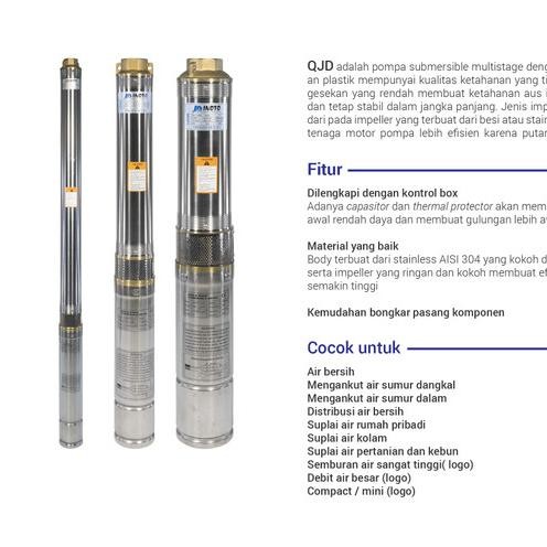 :<:<:<:<] INOTO 4IN 308 0,75hp kabel pendek pompa air submersible 100QJD 308