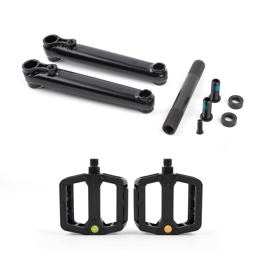 POLSO Black BMX Crank 48T 170mm 9/16 CRMO Crankarm and Pedal Mid BB/ Euro BB/ Spanish BB/ American