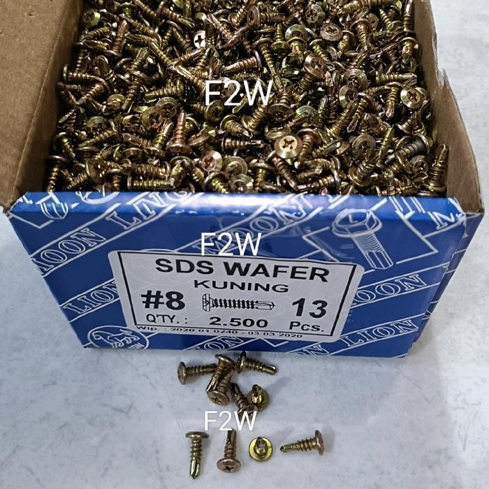 #8X13 SEKRUP SDS WAFER HEAD KUNING 8X13 SKRUP SDS WAFERHEAD (+) KUNING MOON LION 13MM