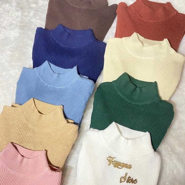 ATASAN RAJUT WANITA (kerah ) Baju Rajut Wanita Kaos Wanita Lengan Panjang / manset baju