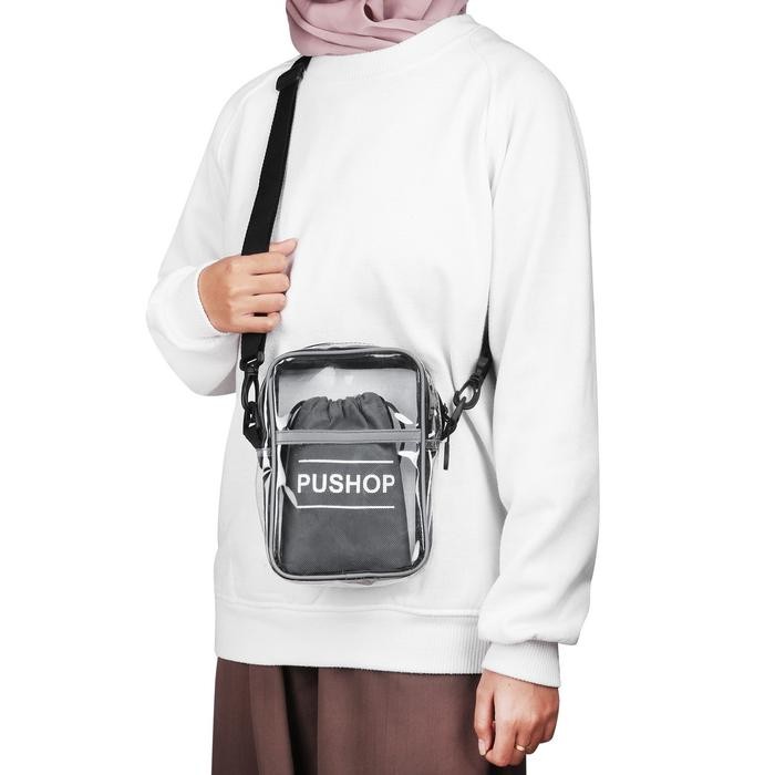 Top Tas Selempang Pria Wanita MIKAYLA - Mini Slingbag Transparan Cowok Cewek Casual Mini Sling bag