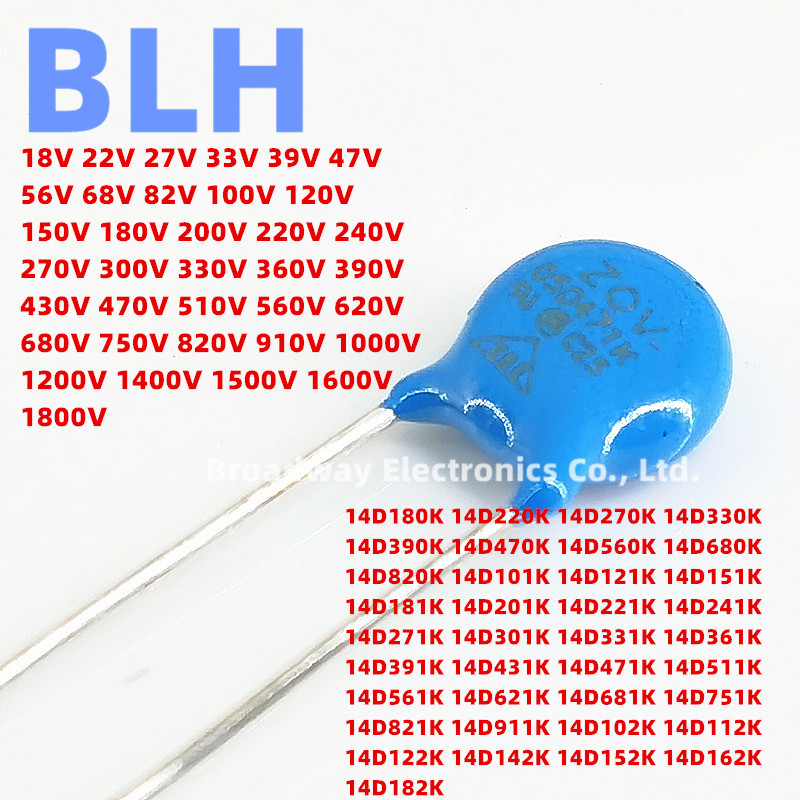 IMPORT 20PCS Varistor Piezoresistor 14MM 14D241K 240V 14D271K 270V 14D301K 300V 14D331K 330V 14D361K