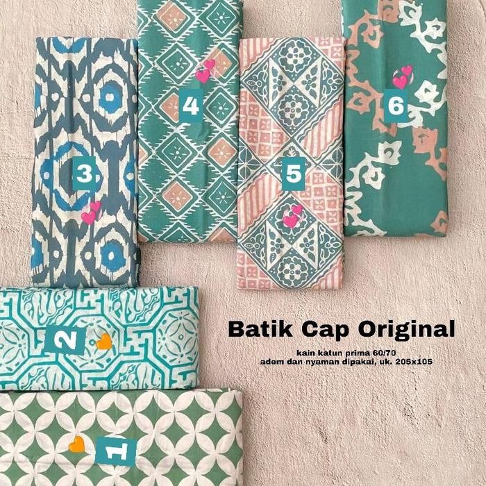 Kain Batik Cap Handmade Serian Sage Putih - Sage Pink - Tosca Putih - Tosca Sage - Batik Cap