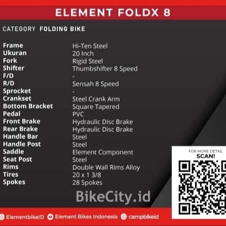 Sepeda Lipat Element Foldx 8 Speed 20 Inch 451 2022