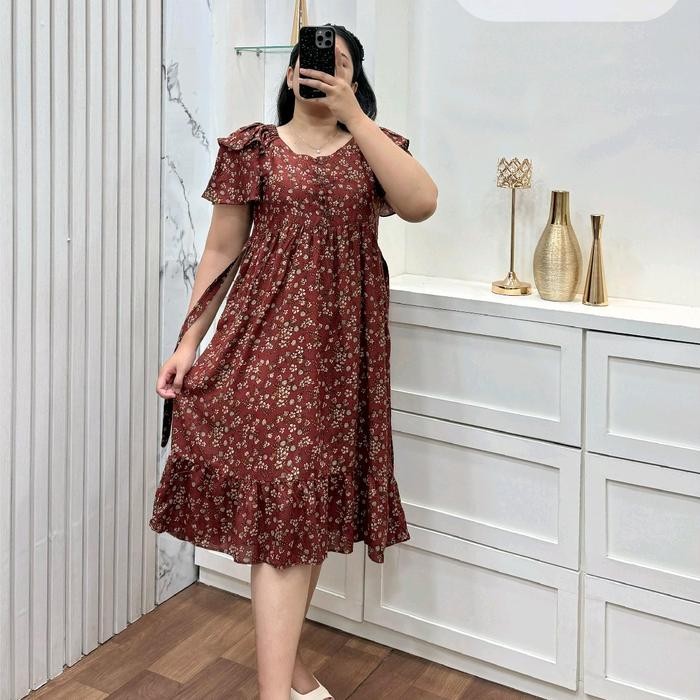 ug5s- Annisa Fashion Daster Rayon Bunga Lengan Pendek Adem Santai