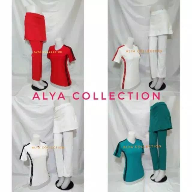 SET SENAM WANITA CELANA ROK BAJU PENDEK
