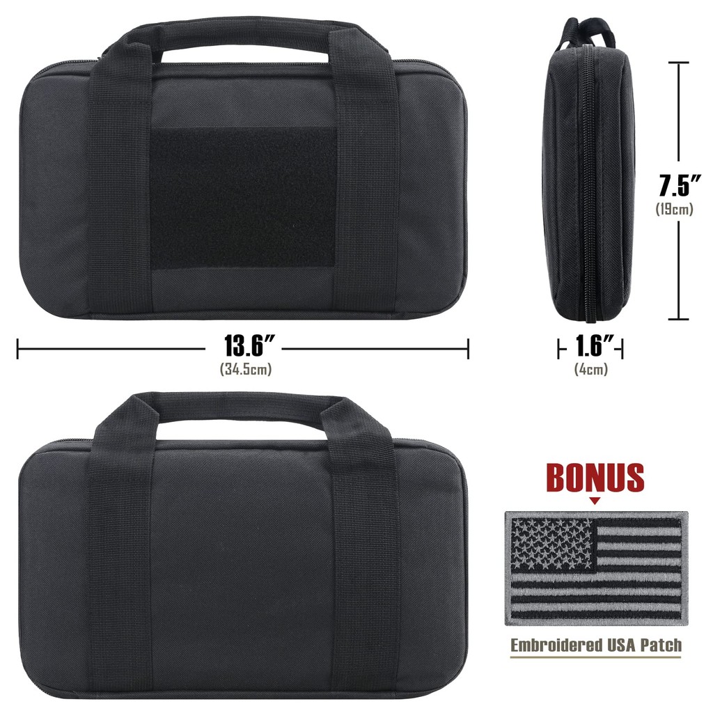 Aqzxdc Tactical Pistol Gun Case, Padded Handgun Case Double Pistol Wallet Handgun Pistol Soft Cases