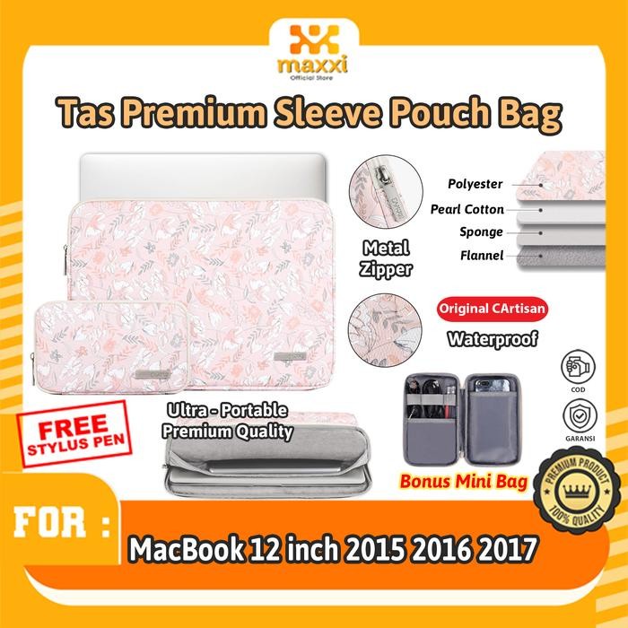 DISKON Macbook 12 inch 2015 2016 2017 Sve Cover Motif Bunga Tas Tablet laptop pink READY STOCK