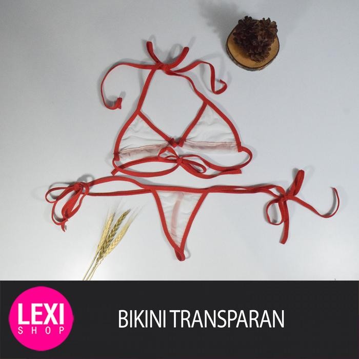 BERKUALITAS Bikini Transparan Lingerie Transparan Micro Bikini Thong Bra Set