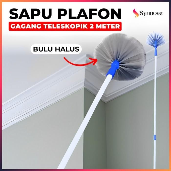 BERKUALITAS  Sapu Plafon Panjang 2 Meter Sapu Sawang Bulu Halus Pembersih Sarang Laba - Laba
