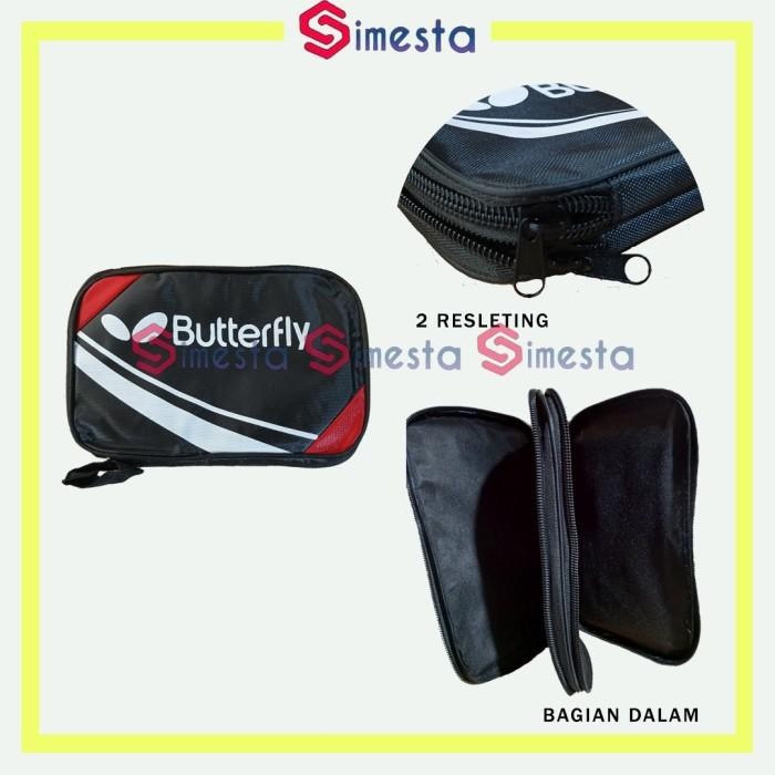 beg0- Tas Bat Pingpong 2 Sisi Cover Bet Tenis Meja Butterfly Isi 2