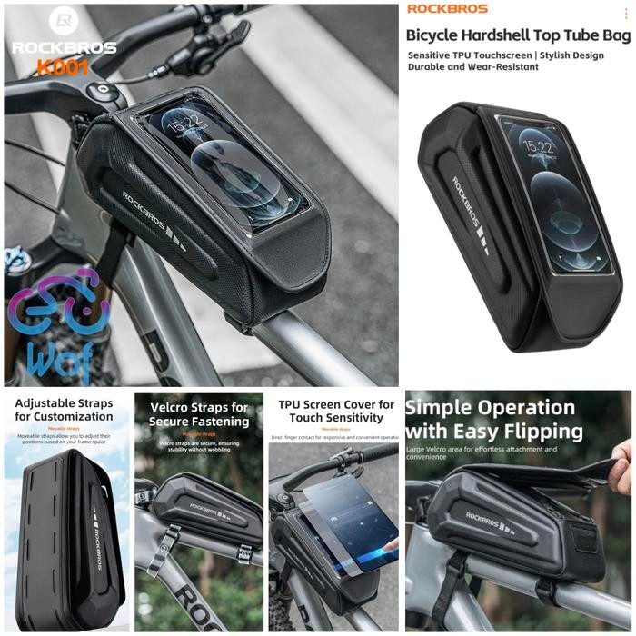 Spo- Rockbros K001 Tas Depan Hp Frame Sepeda Bike Handphone Bag 30120064001