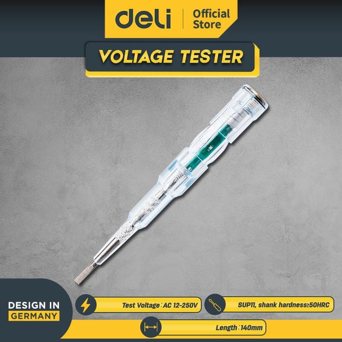 Lansungkirim- Deli Tools Obeng Tespen Voltage Tester 12-24V Dc /24-250V Ac Edl8004