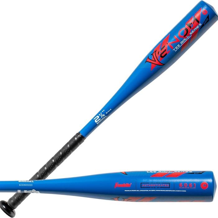 Franklin Teeball Bats - Venom Barracuda Aluminum Usa Baseball Certified 26" Color Blue 2-1/4" Barrel