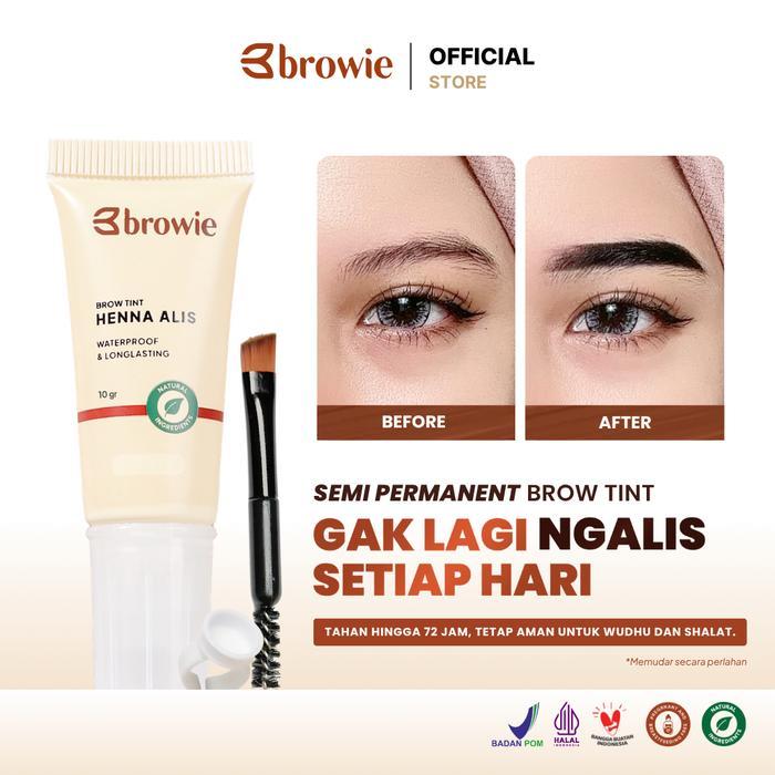 Browie Brow Tint Henna Alis [Natural Brown, Dark Brown, Black] Sulam Alis Halal Waterproof