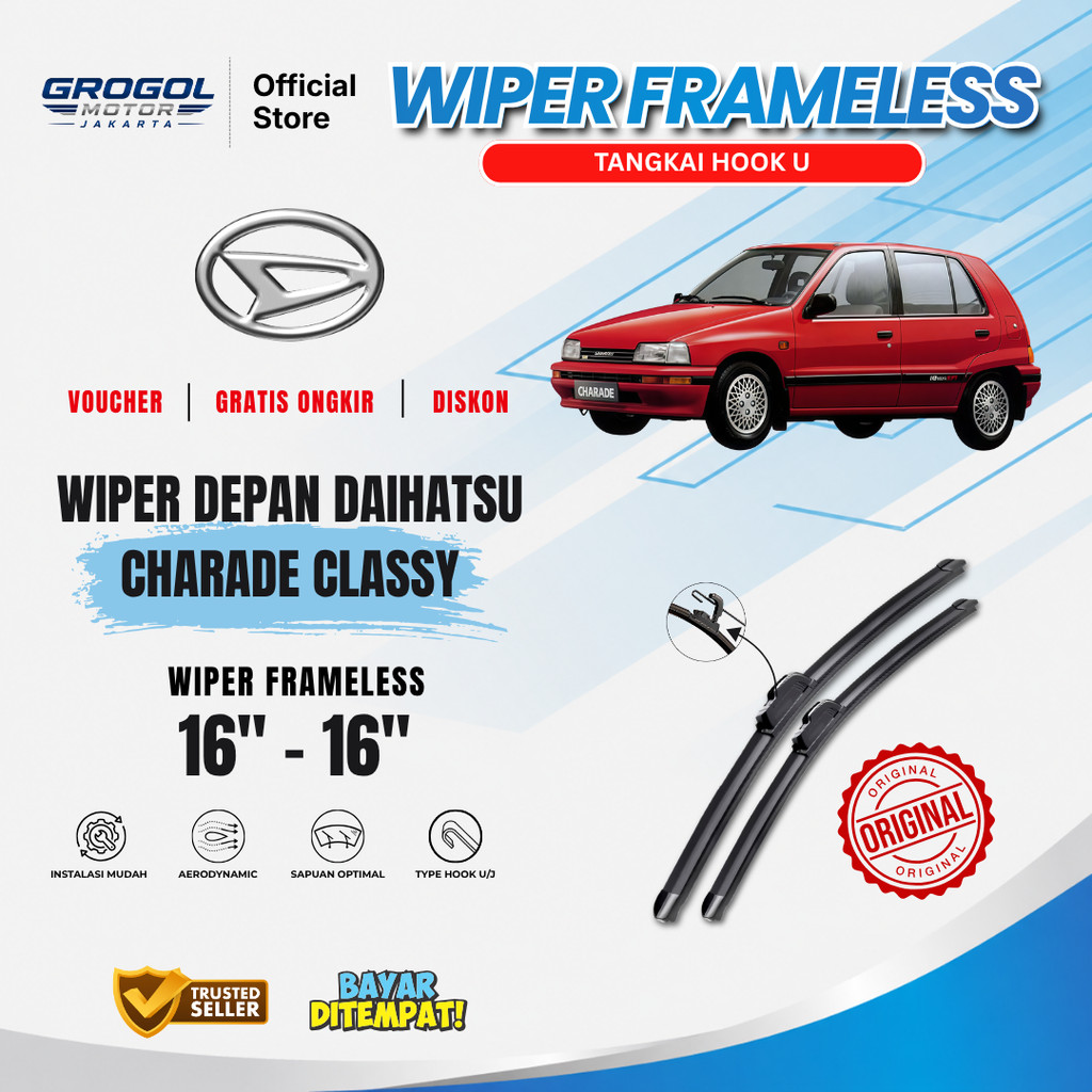 Wiper Daihatsu Charade Classy Frameless Kaca Depan Mobil
