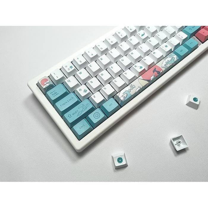 Nekomech Japanese Keycaps Ukiyo Sea Waves - PBT Oem Profile Keycap Set
