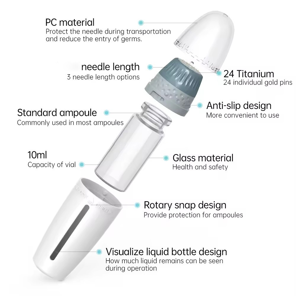 Authentic Bio Needle H24 Adjustable Derma Stamp Handheld Microneedling Pen Auto Serum Infusion Hair