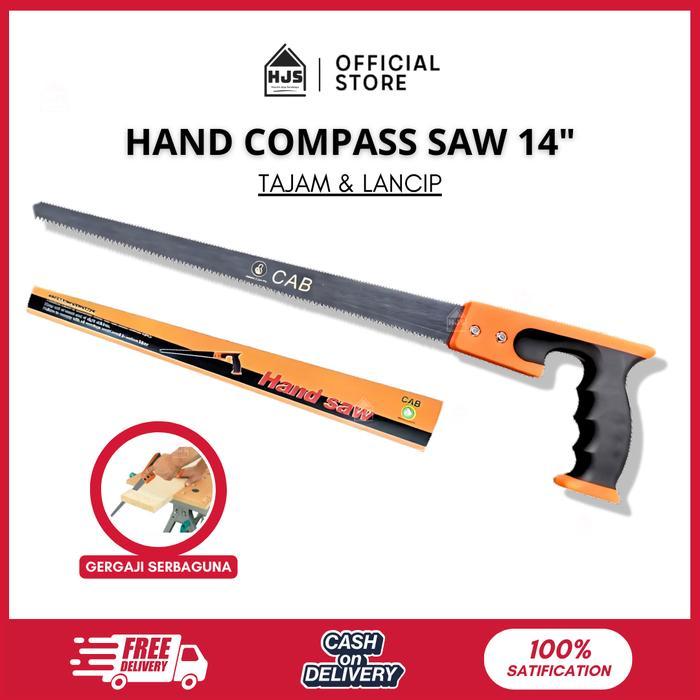 SALE  HJS Gergaji Kayu Lancip Teflon 14 inch - Hand Compass Saw Teflon 350mm ORIGINAL