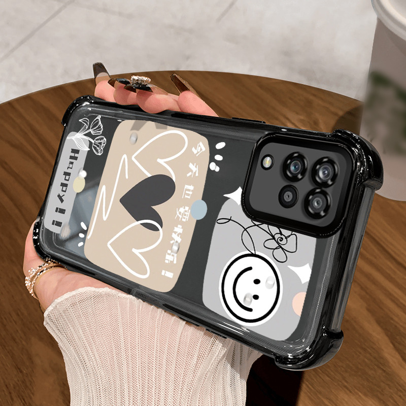 Casing Hp untuk Samsung A12 4G A12 5G M12 F12 Case Heart smiley sticker Kasing Anti Air Tumpah Cesin