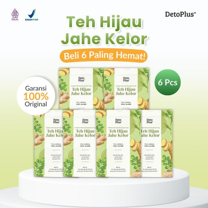 [Bpom] 6 Teh Hijau Jahe Kelor Detoplus - Teh Celup Instan Minuman Rempah Alami Daun Kelor Jahe Daun