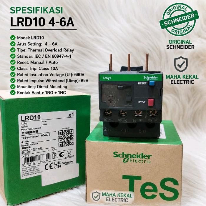 Overload Kontaktor Schneider Lrd 10 4-6A/Thermal Overload Schneider Lrd10 Tesys Power Terbaru