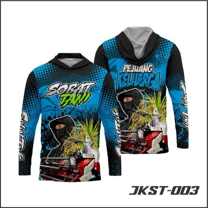 Jersey Kupluk Sobat Tani Tangan Panjang Hoodie Combine Padi Bahan Dryfit Full Printing Adem Nyaman