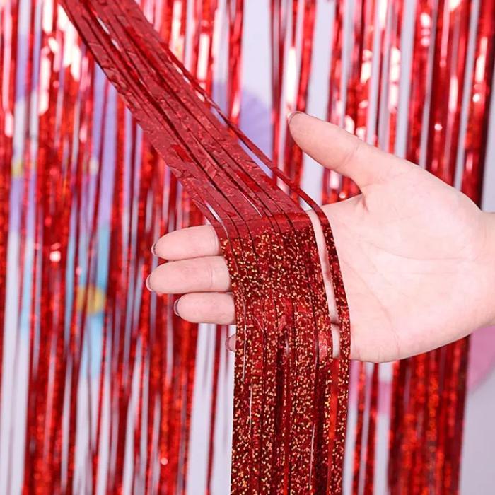Bisa Grab Curtain Foil Backdrop Metalik Gliter/ Tirai Foil Rumbai Dekorasi Metalik Gliter /