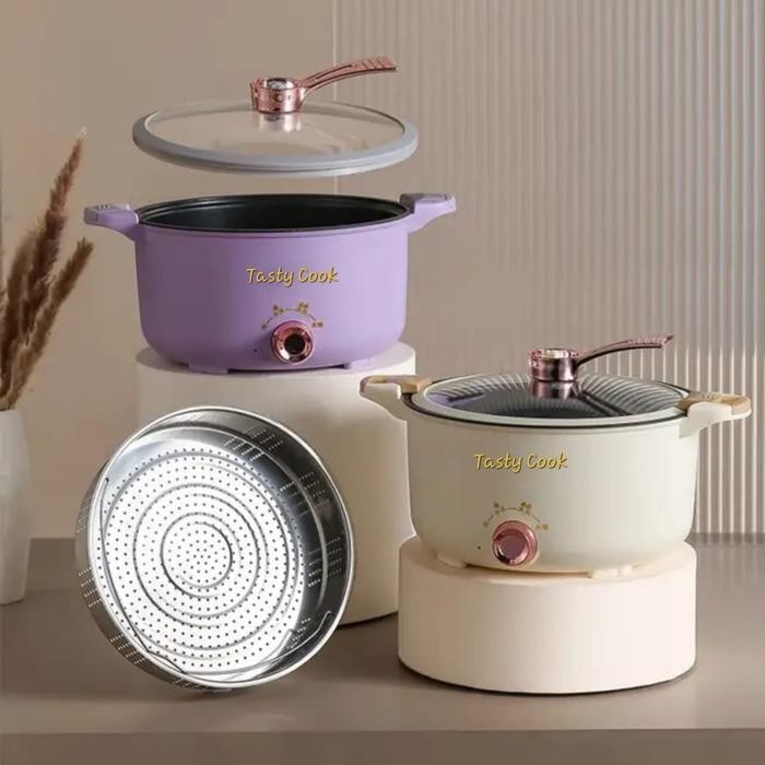 Panci Listrik Serbaguna Lengkap Kukusan/Panci Masak Nasi Low Carbo/Panci Elektrik Multifungsi/Hot