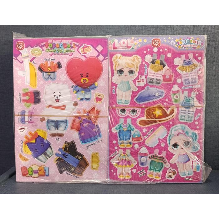 PAKET 1 BALL (@400 PCS) BONGKAR PASANG SUPER JUMBO MAINAN BONGKAR PASANG BONEKA KERTAS DRESS UP DG -