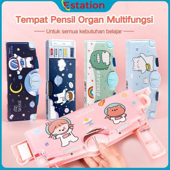 

Estation - Tempat Pensil Multifungsi Motif Unicorn / Dinosaurus / Astronot Untuk Anak Kartun Lapisan
