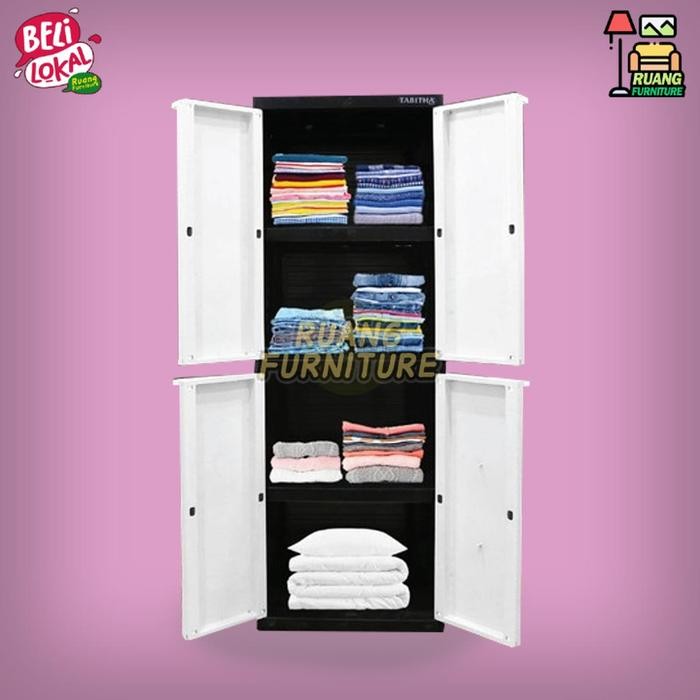 LEMARI PAKAIAN PLASTIK LEMARI TABITHA MINI JEPARA FULL KUNCI LEMARI 4 SUSUN 2 PINTU TABITHA LS2P