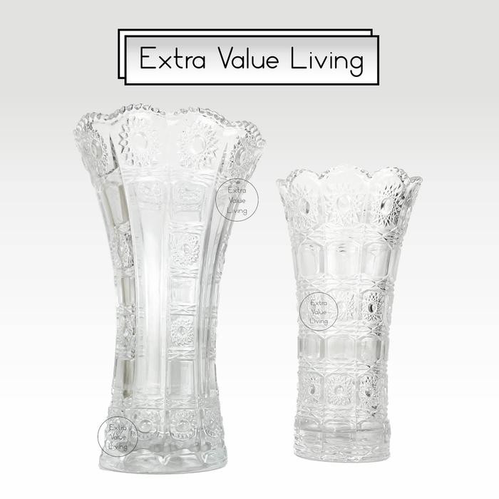 Vas Kristal Vas Bunga Kaca Besar 30 Cm Czech Design Estetik Vas Kembang Kristal Bohemia Vase Clear