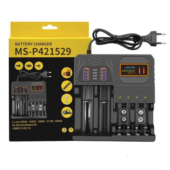 Terlaris Charger Baterai 9 V AA, AAA, 18650, 16340, 14500, 21700, 26650 Dengan 2 Usb Port SALE