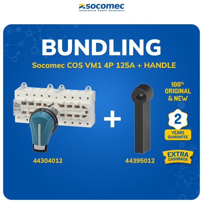 SOCOMEC COS Change Over Switch VM1 4P 125A 4 Phase 125 Ampere With Direct Handle - 44304012 &