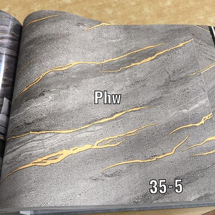 WALLPAPER DINDING MOTIF MARMER LIST GOLD ABSTRAK ROLL BESAR AN